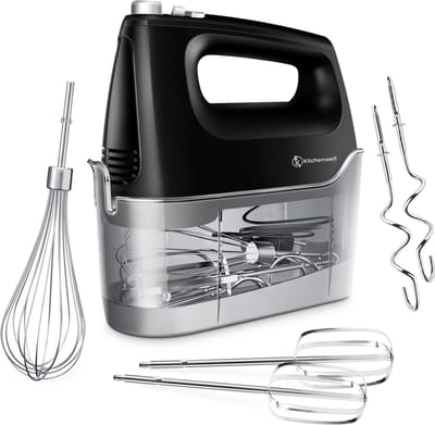 Kitchenwell Handmixer - 12 snelheden met turbofunctie - 400W – Kloppers & Deeghaken & Garde - Incl. opbergdoos