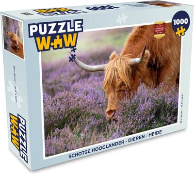 Puzzel Schotse Hooglander - Dieren - Heide - Legpuzzel - Puzzel 1000 stukjes volwassenen