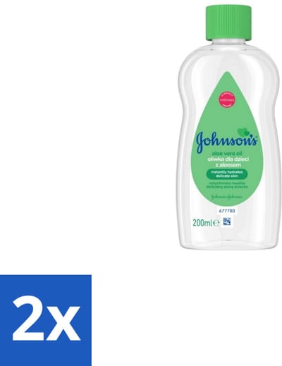 2 x Johnson's - Baby Olie - Aloe Vera - 300 ml - Babyolie Aloë Vera - Huidverzorging - Droge Huid - Gevoelige Huid - Babyhuid
