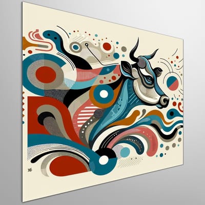 Modern vee schilderij | Hedendaagse boerderijdieren: een moderne weergave van landbouwkunst | Kunst - 20x20 centimeter op Dibond | Foto op Dibond