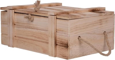 Houten Kist - Decoratieve Opbergdoos - Spullen Opbergen - Gevlamd Hout - 36 x 24 cm - Natuurlijk