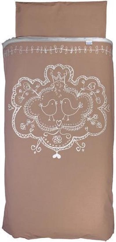 ANEL - Wieglaken - Model: Lovely Birds - Kleur: Taupe - Formaat: 80x100cm