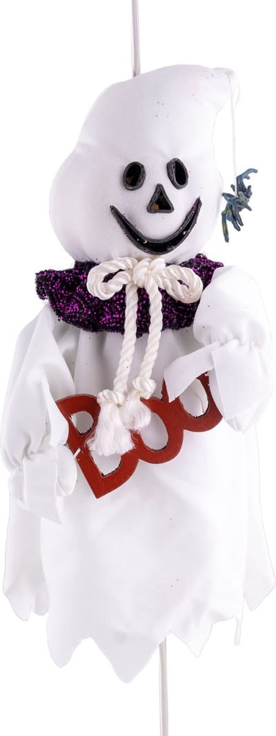 Feestdecoratievoorwerp - Hangdecoratie spook met licht en geluid - Special fiberlicht in 16 kleuren - 30 cm - Leuk voor Halloween