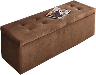 Opberg Poef - Zitbank Kruk - Ruimte Besparen - Zachte Sluiting Deksel - 60x40x40cm - Bruin