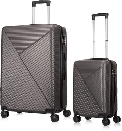 Ibiza Reiskofferset 2-delig - 39 en 93 liter - Handbagage en Ruimbagage - Donker grijs - Met Ingebouwd TSA Slot - Voor Vakanties en Weekendtrips
