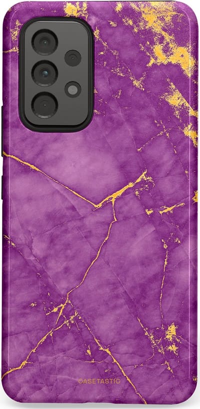 Casetastic hoesje geschikt voor Samsung Galaxy A53 (2022) 5G - Dubbellaagse bescherming - Paarse Marmer - Fashion Case - Lavendel Goud