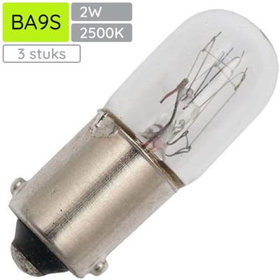 Signaallamp Ba9s 130V 2W - 15 mAh - 3 stuks - T10 Gloeilamp Ø10mm - 28mm - 2500K - Dimbaar