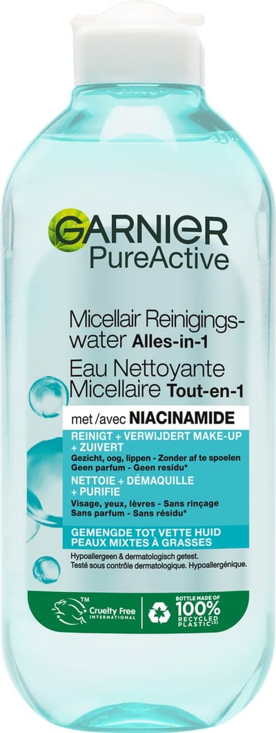 Garnier Pure Active Micellair Reinigingswater - Gevoelige & Gemengte tot Vette Huid - Zuivert & Reinigt de huid - 400 ml