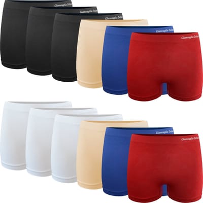Gianvaglia 12-pak Naadloze dames boxershorts - Seamless ondergoed dames - Multipack - Goedkoop ondergoed - Combi / XL