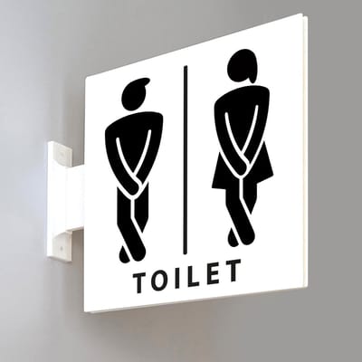 Toilet WC-bordje dames & heren toilet – dubbelzijdig uithangbord – flag sign – wand of plafond – 15 × 15 cm – 3D-geprint