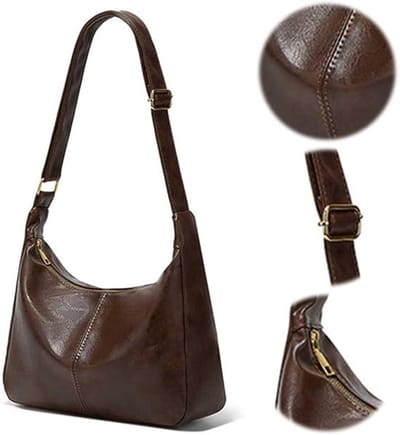 Handtas - Schoudertas - Crossbodytas voor dames - Tote tas van PU-leer - Met verstelbare schouderband - Geschikt voor winkelen, dagelijkse uitstapjes en woon-werkverkeer - Bruin