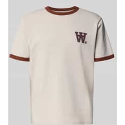 T-shirt met geribde ronde hals, model 'Parker'