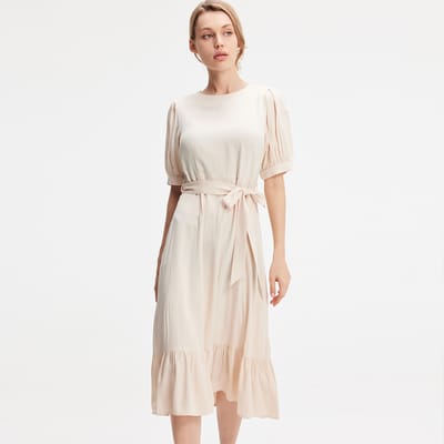 Viscose blouse-jurk met donzige zoom
