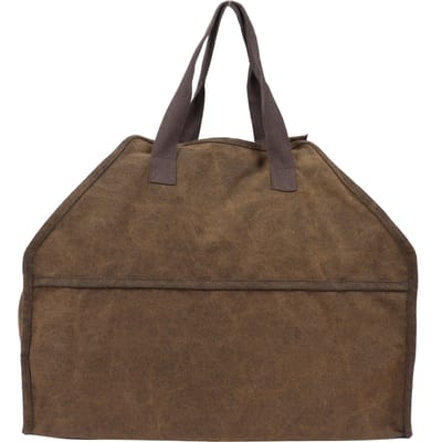 Draagbare Canvas Houtdrager Brandhout Opbergtas Organizer Openhaardaccessoires brown