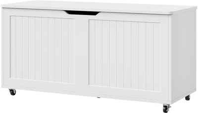 VIEMAE Speelgoedkist - Opbergkist - Opbergbank - Dekenkist - Zitkist - Opberger - Met wielen - Premium - 100x50.5x40 cm - Wit