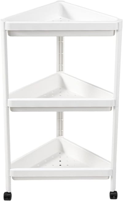 Hoekopslagplanken - Driehoekig rek - Ruimte organiseren - Met wielen - 3-lagig - Wit