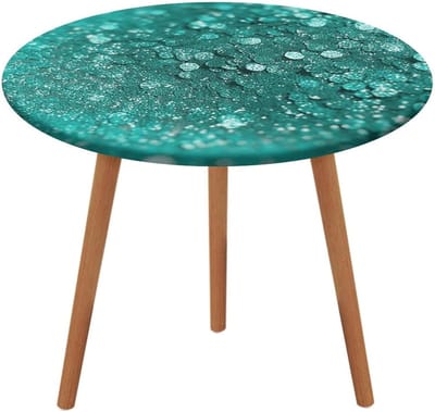 Ronde Tafelkleed - Beschermhoes - Tafel Beschermen - Elastische Rand - 130 cm - Turquoise Glitter