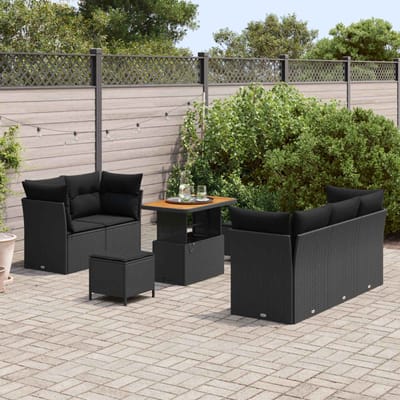 vidaXL - Tuinbank - Set - 8 - st - 5-Aantal - zitplaatsen - Zwart - poly - rattan