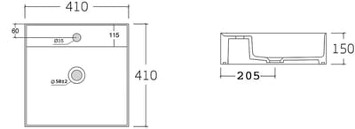 Vente-unique Hangmeubel voor badkamer met vierkante opbouwwaskom - Naturel - 80 cm - ARUBA
