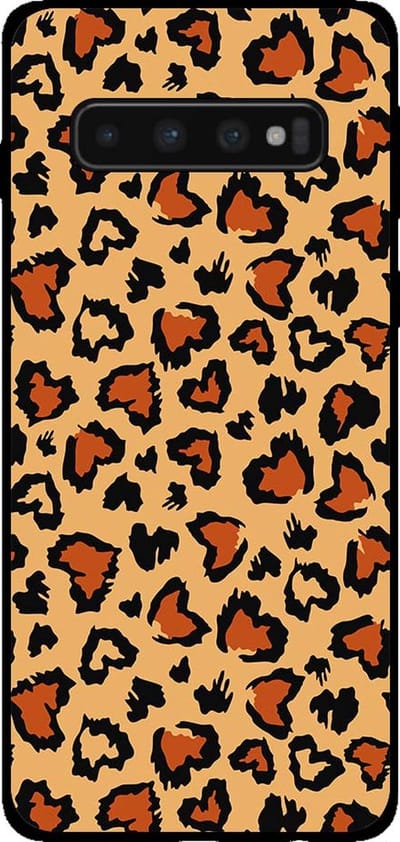 Smartphonica Telefoonhoesje voor Samsung Galaxy S10 met tijgerprint - backcover met panterprint - Bruin geschikt voor Samsung Galaxy S10