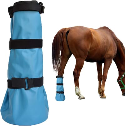 Gemakkelijk Te Gebruiken Paardenhoefbadlaars - Hoefverzorgingszak Met EVA-kussen & 2 Elastische Banden-blauw