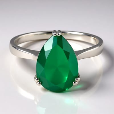 Cavill - Zilveren Ring 925 Sterling met 2,82 ct Groene Chalcedoon - Peervormig Geslepen Edelsteen - Modern Elegante Damesring - Maat 17