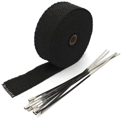 Dailygoody - Thermo-isolatie tape - Fiberglass - 5 cm x 5 m - Hittebescherming - Zwart - Geschikt voor motoren en voertuigen