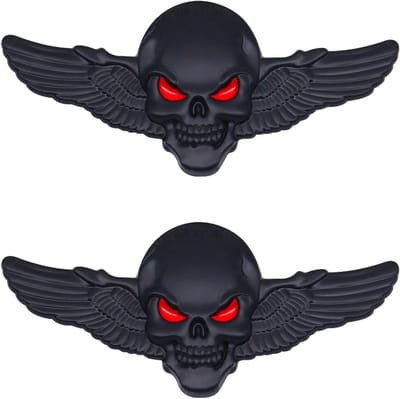2 Stuks 3D Metalen Skull Stickers voor Auto en Motor, Unieke Emblemen en Decals voor Persoonlijke Styling