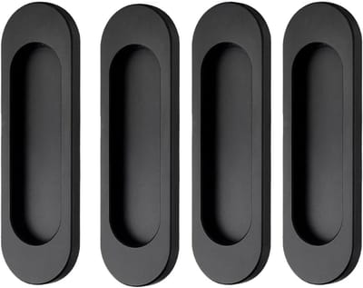 Set van 4 Zelfklevende Ovalen Deurgrepen van Aluminium, Ideaal voor Schuifdeuren, Ramen en Kasten (Matte Zwart, 100mm)