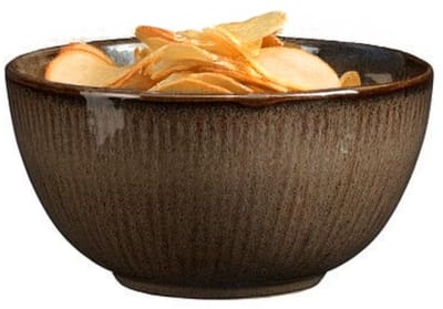 Mica Decorations Serveer/chips schaaltje Nusa - bruin - 14 x 7 cm - keramiek - kommetjes