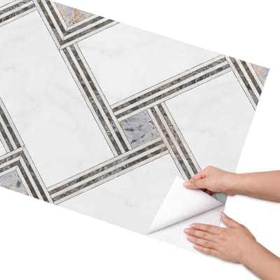 Coloray Meubel Wrap Folie - Wit Meubelfolie - 65x130 cm - Meubelfolie Zelfklevend Moderne geometrie - Wrapfolie Keuken - Geometrische Meubelfolie - Decoratiefolie - Tafeldecoratie - Geometrie