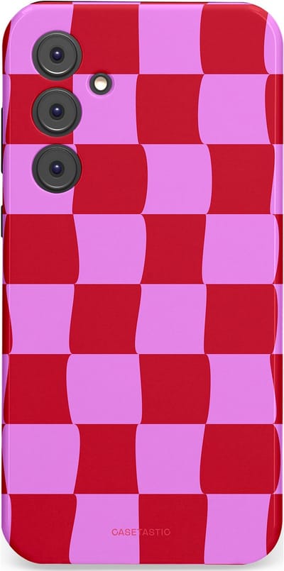Casetastic hoesje geschikt voor Samsung Galaxy A35 - Dubbellaagse bescherming - Dansend Ruitje - Fashion Case - Rood Lavendel Roze