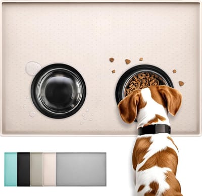 Famanu – Siliconen voermat voor honden en katten, antislip en verhoogde rand, 48 x 30 cm, gemakkelijk te reinigen en vaatwasmachinebestendig