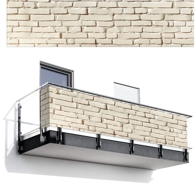 Balkonscherm 500x120 cm - Balkonposter Bakstenen - Muur - Licht - Wit - Balkon scherm decoratie - Balkonschermen - Balkondoek zonnescherm