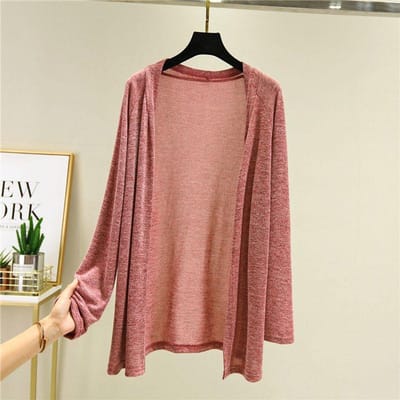 Cardigan tricoté à manches longues pour femme, vêtement de protection solaire tendance, ample et polyvalent, grande taille, pour défilé de mode printemps-automne 2XL rouge brique