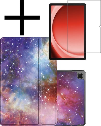Hoes - Geschikt voor Samsung Galaxy Tab A9 - Met Screenprotector - Trifold Bookcase - Hard Cover - Hardcover Book Case - Tablet Hoesje - Galaxy