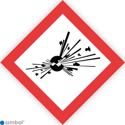 Simbol - Sticker GHS01 Explosief - Explosive - Duurzame Kwaliteit - Formaat 15 x 15 cm.