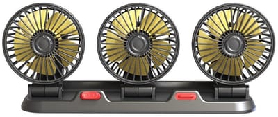 Autoventilator met drie koppen, 360 graden draaibaar, voor achterbank, 12 V, met 2 snelheden, voor auto, vrachtwagen, SUV