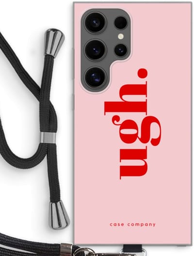 Case Company® - Hoesje met koord geschikt voor Samsung Galaxy S24 Ultra hoesje met Koord - Ugh - Telefoonhoesje met Zwart Koord - Bescherming aan alle Kanten en Over de Schermrand