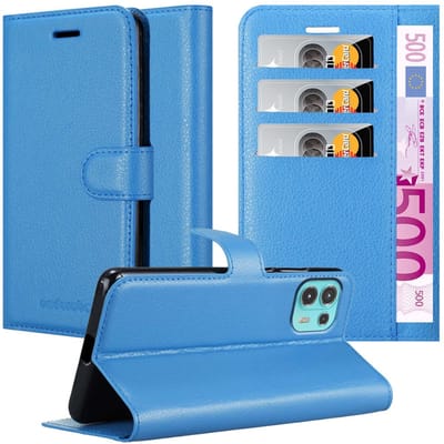 Cadorabo Hoesje geschikt voor Motorola EDGE 20 LITE / FUSION in PASTEL BLAUW - Beschermhoes met magnetische sluiting, standfunctie en kaartvakje Book Case Cover Etui