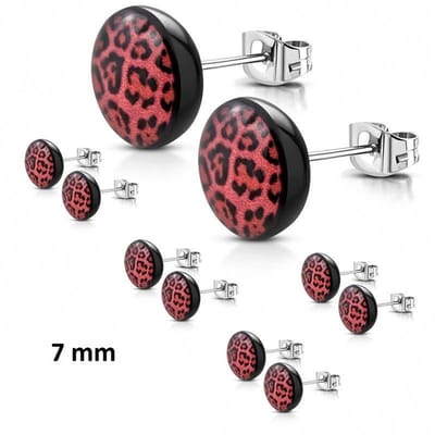 Aramat Jewels | Oorbellen | Stijlvolle Luipaard Oorbellen | 7mm / Licht Roze/Zwart-7mm | |7mm | Staal | Kinderen, Volwassenen | Verkleurd niet