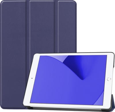 Hoes - Geschikt voor Apple iPad 8 (2020) - 10.2 inch - 8e Generatie - Dun & Stevig - Trifold Bookcase - Hard Cover - Hardcover Book Case - Tablet Hoesje - Donkerblauw