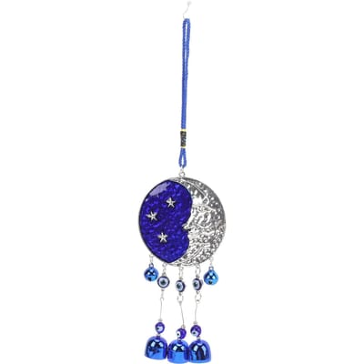 Boze Oog Maan Ster Decor Zinklegering Boze Oog Windgong Hangend Ornament voor Huis Auto blue