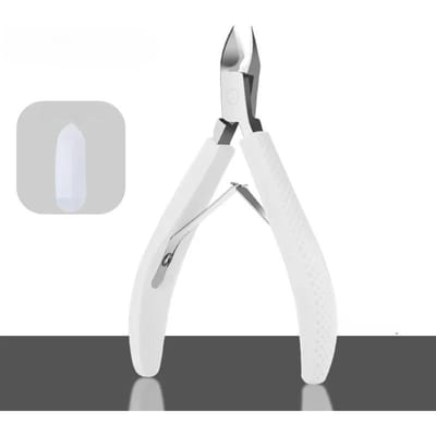 Pince à cuticules, ciseaux à cuticules, coupe-cuticules, tondeuse, éliminateur de peaux mortes, outil de pédicure en acier inoxydable blanc
