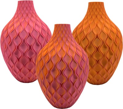 Ophira moderne vaas – Decoratieve vaas - Roze / Goud - 3d geprinte vaas – geschikt voor droogbloemen - 20CM