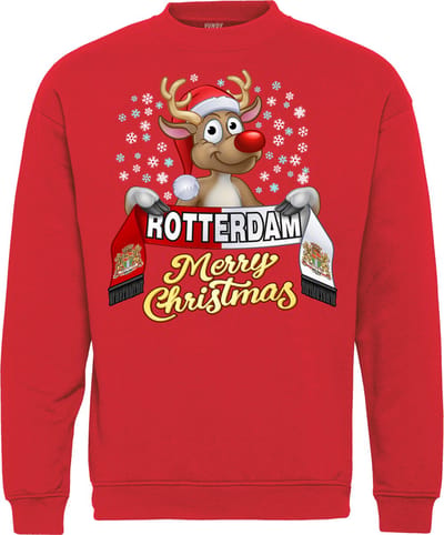 Kersttrui Rotterdam | Foute Kersttrui Dames Heren | Kerstcadeau | Geen officieel Feyenoord artikel | Rood | maat XS
