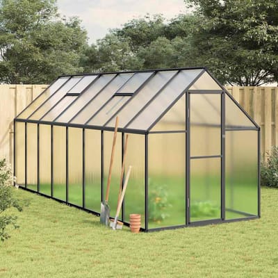 vidaXL - Tuinkas - met - basisframe - 445x169x195 - cm - aluminium - antracietkleur