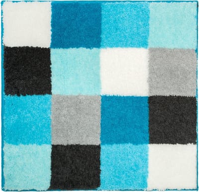Casilin Badmat Antislip Blocks - 50x60cm - Rechthoekige Douchemat - Waterabsorberend - Wasbaar en Sneldrogend - Acryl - Blauw, Aqua