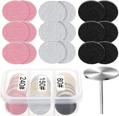 61Pcs Schuurpapier - 25mm Pedicure Disc Vervangingen - Voetvijl Kits voor Manicure en Pedicure Elektrische Verwijderaar Dode Huid - Eelt Verwijderen (80 - 150 - 240)