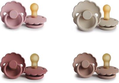 FRIGG DAISY Fopspeen set 4 stuks Powder Blush,Baby Pink,Blush en Sandstone 6-18 maand